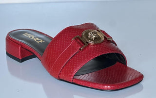 VERSACE Gold Medusa Women's Dark Red Sandals 9 US (39 Euro) 1014748 Spain NIB