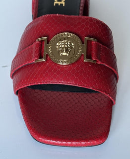 VERSACE Gold Medusa Women's Dark Red Sandals 9 US (39 Euro) 1014748 Spain NIB