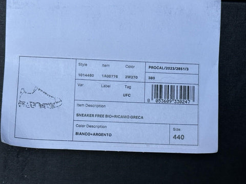 Versace Greek key Men's White/Silver Leather Sneakers 11 US (44) IT 1014460 NIB