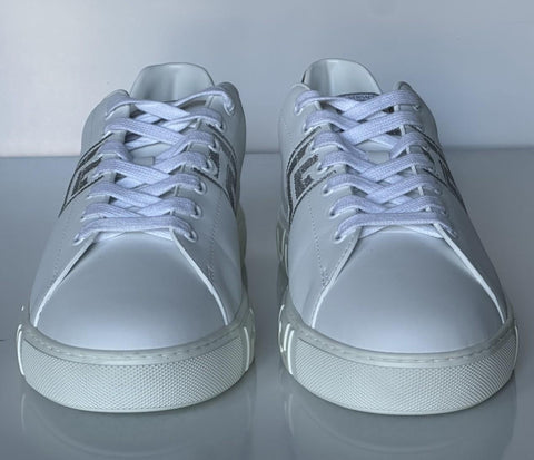 Versace Greek key Men's White/Silver Leather Sneakers 11 US (44) IT 1014460 NIB