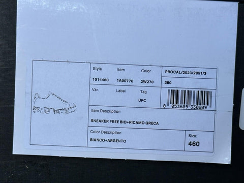 Versace Greek key Men's White/Silver Leather Sneakers 13 US (46) IT 1014460 NIB