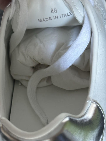 Versace Greek key Men's White/Silver Leather Sneakers 13 US (46) IT 1014460 NIB