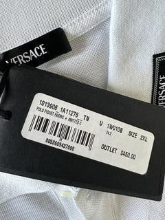 Versace White Piquet Cotton Polo Shirt 2XL 1013906 NWT $800