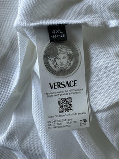 Versace White Piquet Cotton Polo Shirt 4XL 1013906 NWT $800