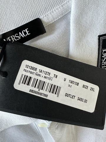 Versace White Piquet Cotton Polo Shirt 5XL 1013906 NWT $800