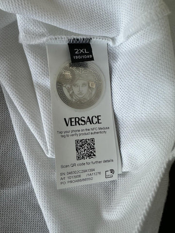 Versace White Piquet Cotton Polo Shirt 5XL 1013906 NWT $800