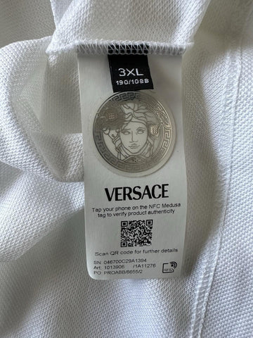 Versace White Piquet Cotton Polo Shirt 5XL 1013906 NWT $800