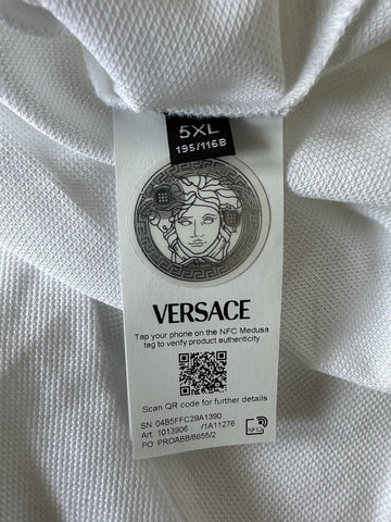 Versace White Piquet Cotton Polo Shirt 5XL 1013906 NWT $800