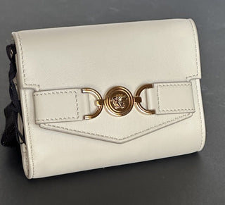 Versace Medusa Head Sand Calf Leather Small Card Wallet 1014689 Italy NWT $675