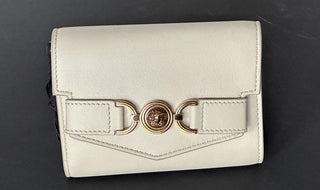 Versace Medusa Head Sand Calf Leather Small Card Wallet 1014689 Italy NWT $675