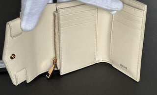 Versace Medusa Head Sand Calf Leather Small Card Wallet 1014689 Italy NWT $675