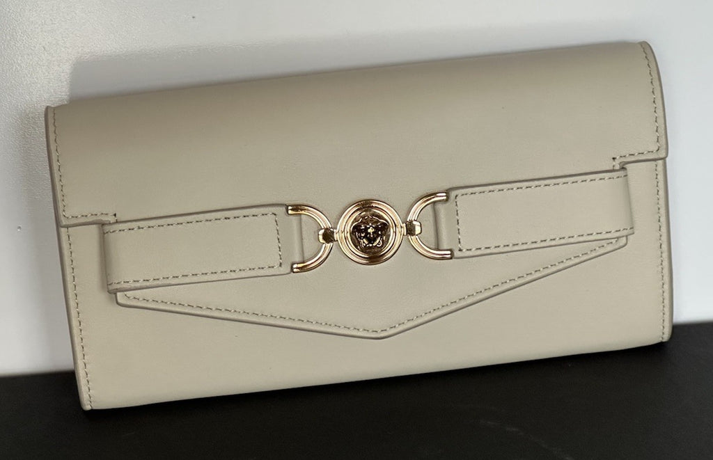 Versace Medusa Sand Calf Leather Long Continental Wallet 1014690 Italy NWT $825