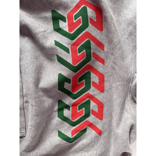 Gucci Chain Print Logo Hooded Sweatshirt Gray Hoodie Men’s Large 715911 NWT