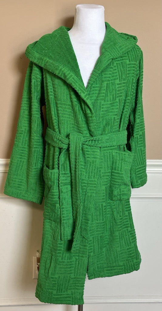 Bottega Veneta Men's Intrecciato Cotton Terry Bath Robe Green M 656097 NWT $700