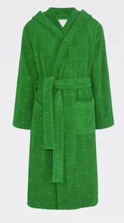 Bottega Veneta Men's Intrecciato Cotton Terry Bath Robe Green M 656097 NWT $700