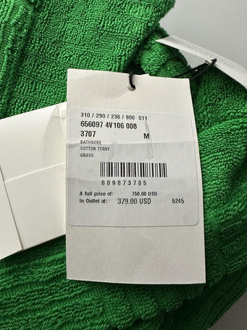 Bottega Veneta Men's Intrecciato Cotton Terry Bath Robe Green M 656097 NWT $700