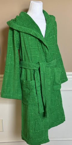 Bottega Veneta Men's Intrecciato Cotton Terry Bath Robe Green M 656097 NWT $700