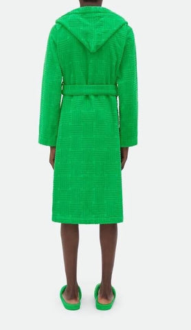 Bottega Veneta Men's Intrecciato Cotton Terry Bath Robe Green M 656097 NWT $700