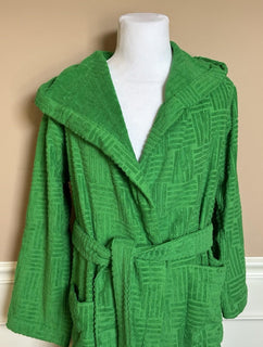 Bottega Veneta Men's Intrecciato Cotton Terry Bath Robe Green M 656097 NWT $700