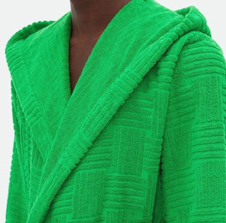 Bottega Veneta Men's Intrecciato Cotton Terry Bath Robe Green M 656097 NWT $700
