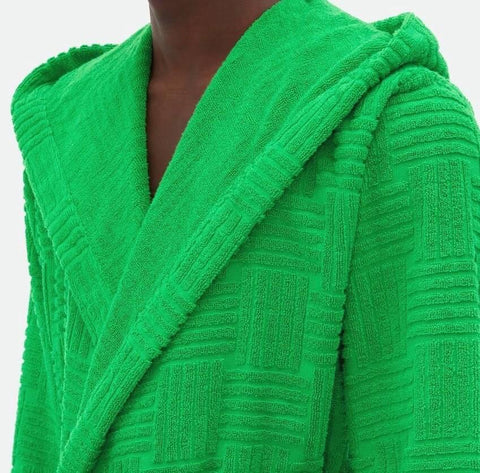 Bottega Veneta Men's Intrecciato Cotton Terry Bath Robe Green M 656097 NWT $700