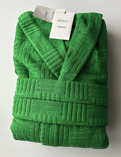 Bottega Veneta Men's Intrecciato Cotton Terry Bath Robe Green M 656097 NWT $700
