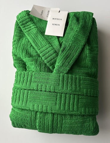 Bottega Veneta Men's Intrecciato Cotton Terry Bath Robe Green S 656097 NWT $700