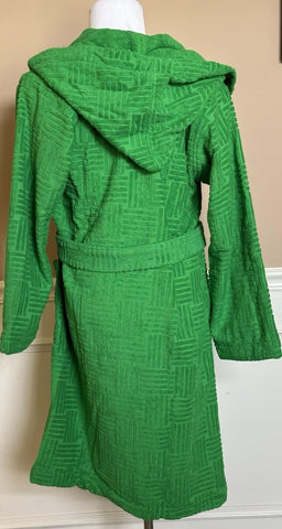 Bottega Veneta Men's Intrecciato Cotton Terry Bath Robe Green S 656097 NWT $700