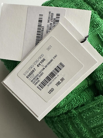 Bottega Veneta Men's Intrecciato Cotton Terry Bath Robe Green S 656097 NWT $700