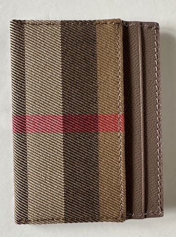 Burberry Sandon Vintage Check Grey Mink Leather Card Case 80845421 NWT $260