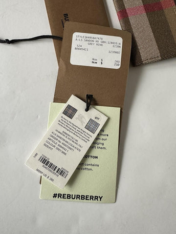 Burberry Sandon Vintage Check Grey Mink Leather Card Case 80845421 NWT $260