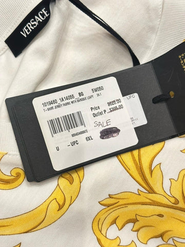 Versace Baroque Cotton Jersey T-Shirt White/Gold 6XL 1019460 NWT