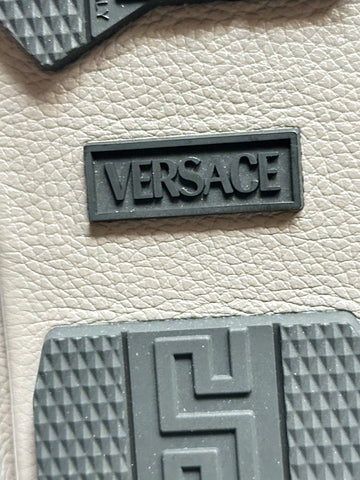 Versace Gold Medusa Men's Gray Leather Driver Shoes 8 US (41 Euro) 1017072 NIB