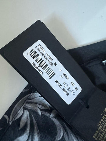 Versace Leafy Baroque Cotton Jersey T-Shirt Black/Gray 3XL 1019460 NWT $625