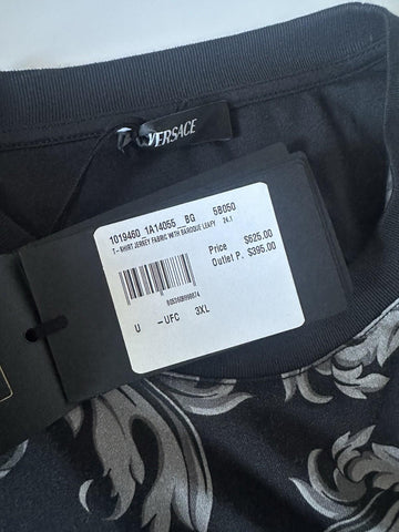 Versace Leafy Baroque Cotton Jersey T-Shirt Black/Gray 3XL 1019460 NWT $625