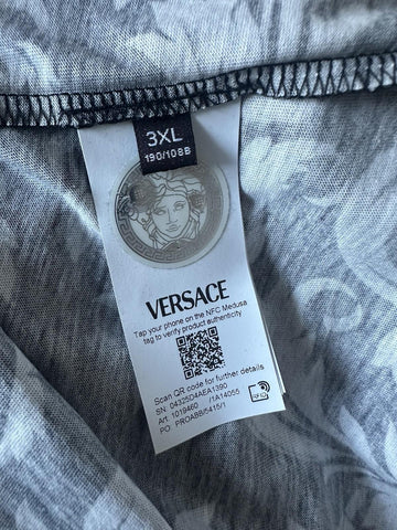 Versace Leafy Baroque Cotton Jersey T-Shirt Black/Gray 3XL 1019460 NWT $625