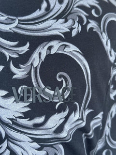 Versace Leafy Baroque Cotton Jersey T-Shirt Black/Gray 3XL 1019460 NWT $625