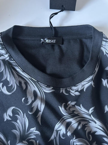 Versace Leafy Baroque Cotton Jersey T-Shirt Black/Gray 3XL 1019460 NWT $625