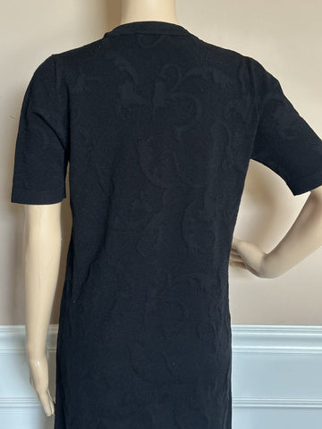 Versace Barocco All Over Print Knit Stretch Black Dress 42 Euro 1008137 NWT