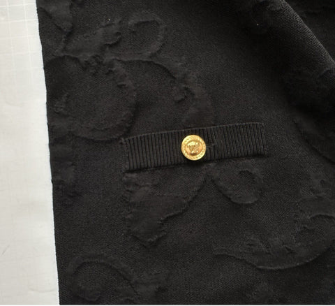 Versace Barocco All Over Print Knit Stretch Black Dress 42 Euro 1008137 NWT