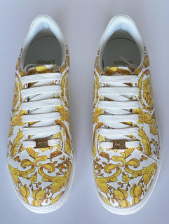 Versace Baroco Men's White/Gold Leather Sneakers 9 US (42 Euro) 1016936 NIB