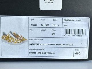 Versace Baroco Men's White/Gold Leather Sneakers 13 US (46 Euro) 1016936 NIB