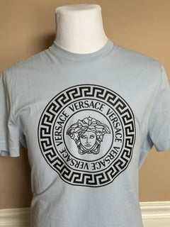 Versace Medusa Print Light Blue Cotton Jersey T-Shirt M 1011861 NWT $550