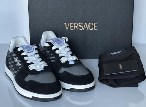 Versace Greca Men’s Leather Black/Charcoal Sneakers 9 US (42) 1013377 IT NIB