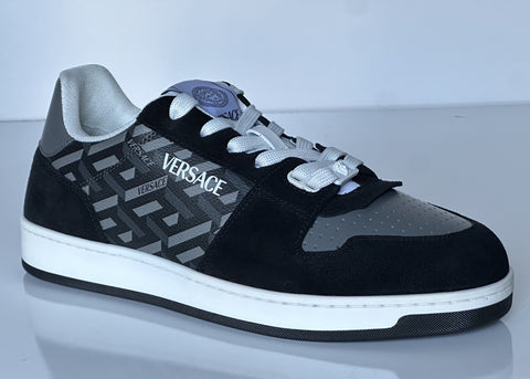 Versace Greca Men’s Leather Black/Charcoal Sneakers 10 US (43 Eu) 1013377 IT NIB