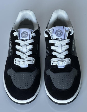 Versace Greca Men’s Leather Black/Charcoal Sneakers 10 US (43 Eu) 1013377 IT NIB