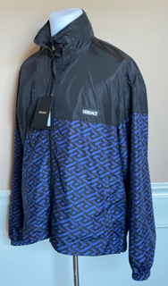 Versace Men's Blouson Jacket Windbreaker Blue/Black 44 US (54) 1010101 NWT $925