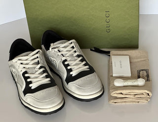 Gucci Dali Soft White/Black Leather Sneakers 12.5 US (Gucci 12) Italy 741656 NIB