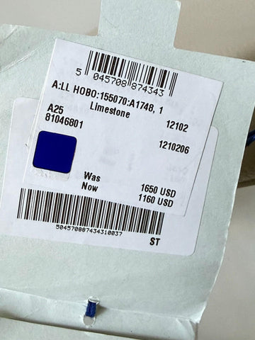 Burberry Hobo Leather Shoulder Bag Check Strap Limestone 81046801 IT NWT $1650