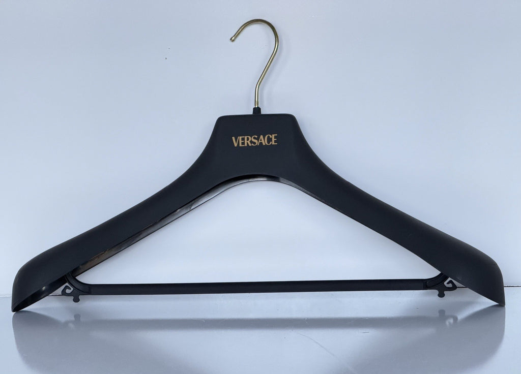 VERSACE Gray Plastic Suit/Jacket/Pants Hanger with Gold Hardware 17.6x7.5